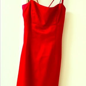 Red satin gown